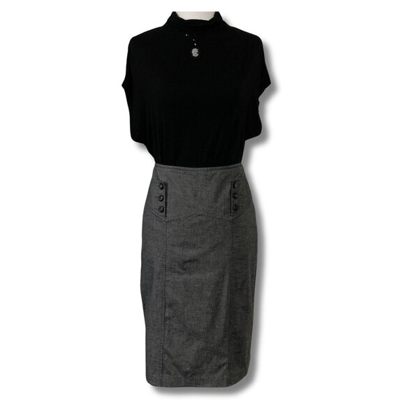 SMART SET Vintage dark grey pinup girl style pencil skirt ~ Y2K goth XS SMALL - Picture 3 of 13